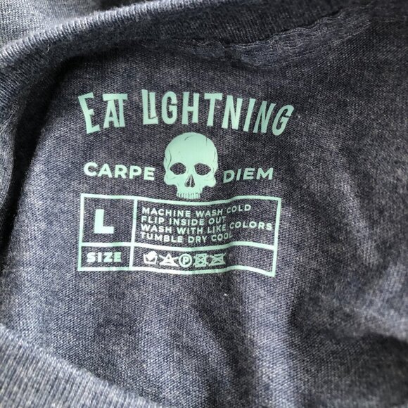 Carpe Diem Eat Lightning Skull Graphic Long Sleeve T Shirt - Dark Biker - Picture 3 of 5